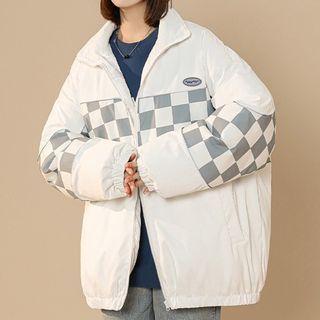 Checkered Panel Padded Jacket