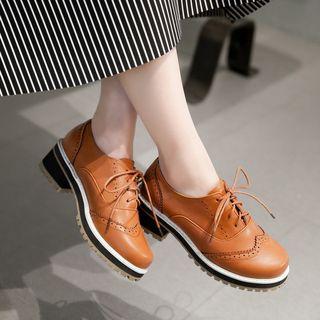 Block Heel Lace-up Oxfords