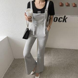 Buckled-strap Bootcut Sweat Jumpsuit