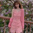 Floral Drawstring Mini Dress / Denim Jacket / Cropped Cardigan