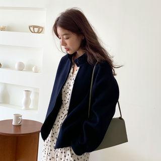 High-neck Woolen Zip Jacket