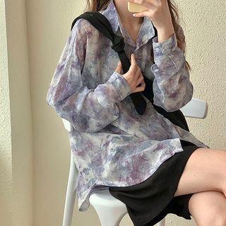 Tie-dye Print Chiffon Shirt
