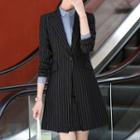Pinstriped Long Blazer / Pencil Skirt / Dress Pants / Dress Shirt / Set