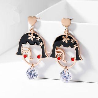 Lady Ear Stud 1 Pair - Black - One Size