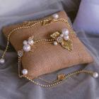 Bridal Faux Pearl Rhinestone Necklace Gold - One Size