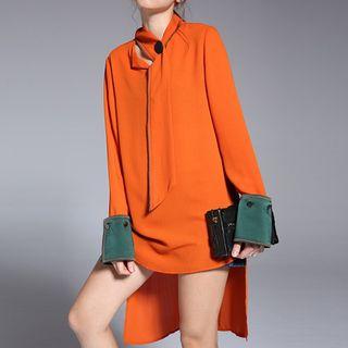 Tie-neck Dip-back Shirt