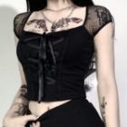 Cap-sleeve Lace-up Crop Top