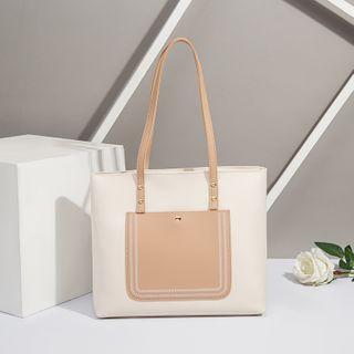 Set: Two-tone Tote Bag + Pouch