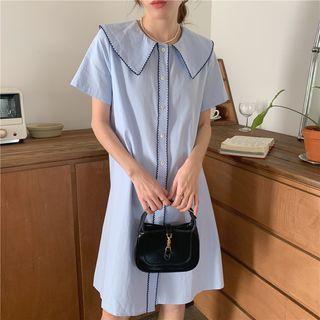 Short-sleeve Wide Collar Shirt Dress