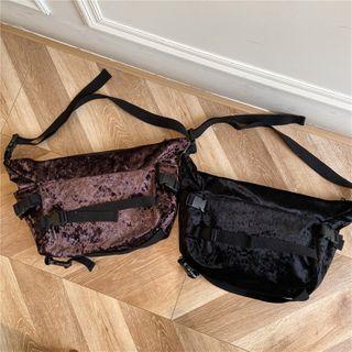 Buckled Velvet Sling Bag