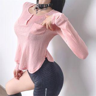 Quick-dry Sheer Sports Top With Pocket