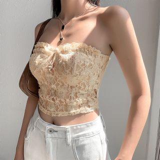 Lace-trim Lace Tube Top