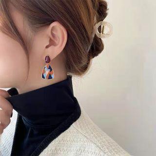 Retro Drop Earring 1 Pair - Blue & Brown - One Size