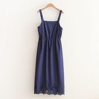 Crochet Trim Midi Spaghetti Strap Dress
