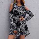 Cold Shoulder Paisley Print Mini Shirtdress