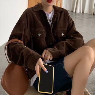 Corduroy Long-sleeve Jacket Coffee - One Size