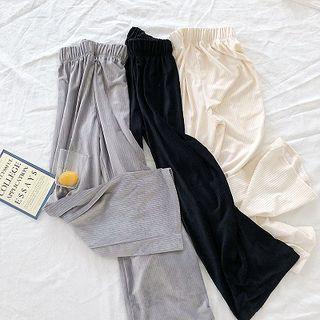 Plain Velvet High-waist Pants