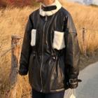 Stand Collar Faux-leather Jacket