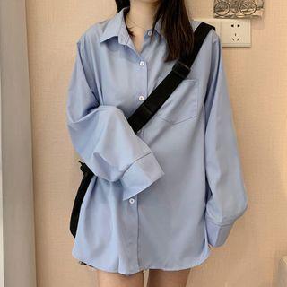 Plain Medium Long Long-sleeve Shirt