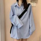 Plain Medium Long Long-sleeve Shirt