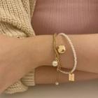 Faux Pearl Bracelet 1 Piece - Gold - One Size