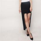 Layered Asymmetric-hem Midi Skirt
