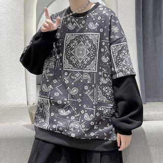 Round Neck Mock Two Piece Sweatshirt