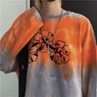 Printed Tie-dye Long-sleeve T-shirt As Shown In Figure - One Size