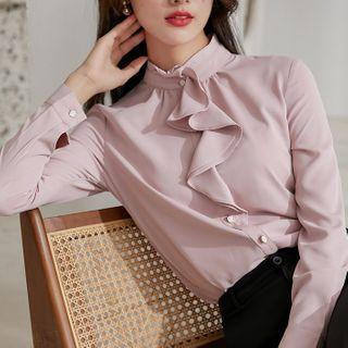 Ruffled Blouse / Straight-cut Pants / Pencil Skirt / Set