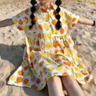 Fruit Print Short Sleeve Shirt Dress