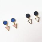 Faux Pearl Circle & Triangle Dangle Earring E197 - Blue & Pink - One Size