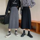 High-waist Plain Knit Midi Skirt