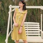 Ruffle Trim Sleeveless A-line Dress Yellow - One Size