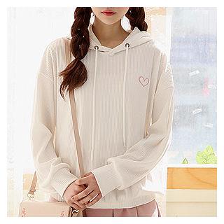 Hooded Heart-embroidered Top
