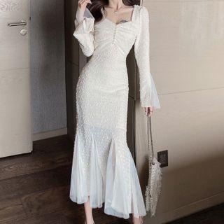 V-neck Mermaid Midi Dress