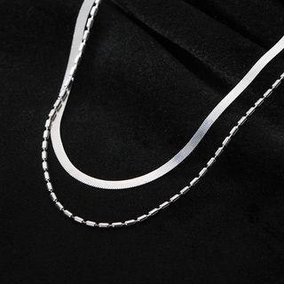 925 Sterling Silver Layered Necklace S925 Sterling Silver - 1 Piece - Silver - One Size