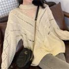 Lace V-neck Loose-fit Sweater