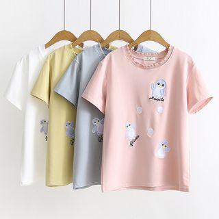 Penguin Applique Short-sleeve T-shirt