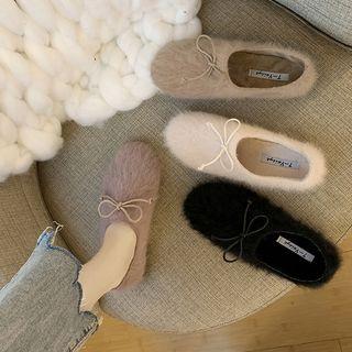 Furry Bow Loafers