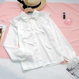 Long-sleeve Lace Paneled Shirt