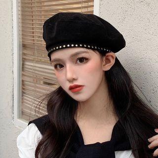 Studded Beret Black - One Size