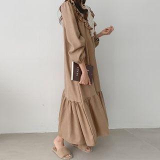 Crochet-trim Ruffle-hem Dress