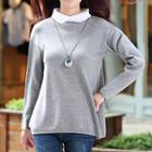 Long-sleeve Collared Knit Top