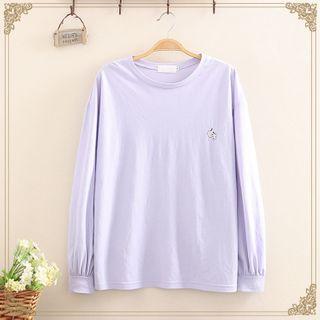 Round Neck Plain Long-sleeve Shirt