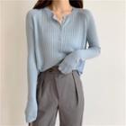 Button-down Knit Cropped Cardigan