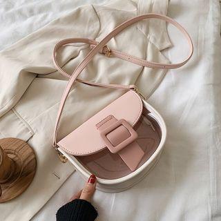 Transparent Panel Saddle Crossbody Bag