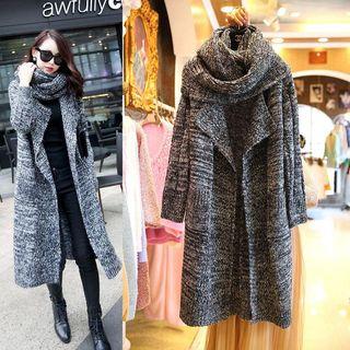 Open-front Knit Long Coat