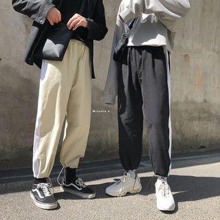 Drawstring-hem Color Block Jogger Pants