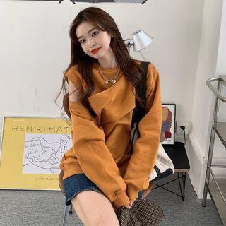 Mock Two-piece Cutout Sweatshirt Tangerine - One Size