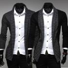 Striped Trim Open Front Cardigan